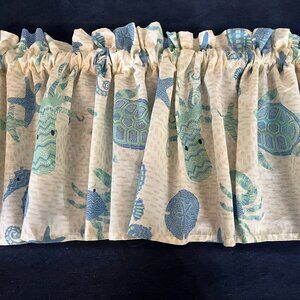 Ocean Animal Unlined Valance Curtains, 100% cotton